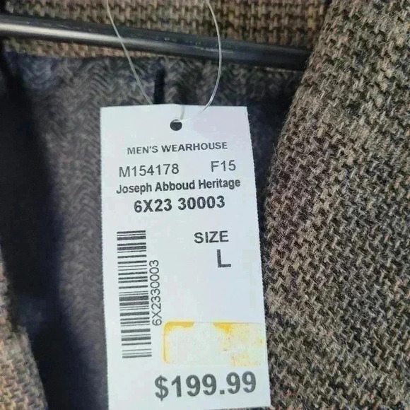 NWT Joe Joseph Abboud Sz L Wool Blend Brown 2 Button Blazer Elbow Patches - Picture 5 of 9